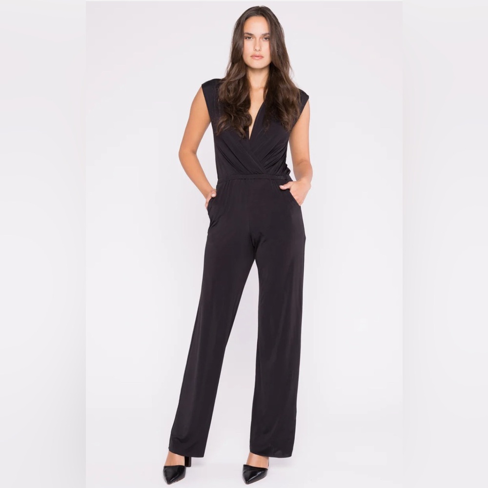 Black Sleeveless Wrap Jumpsuit